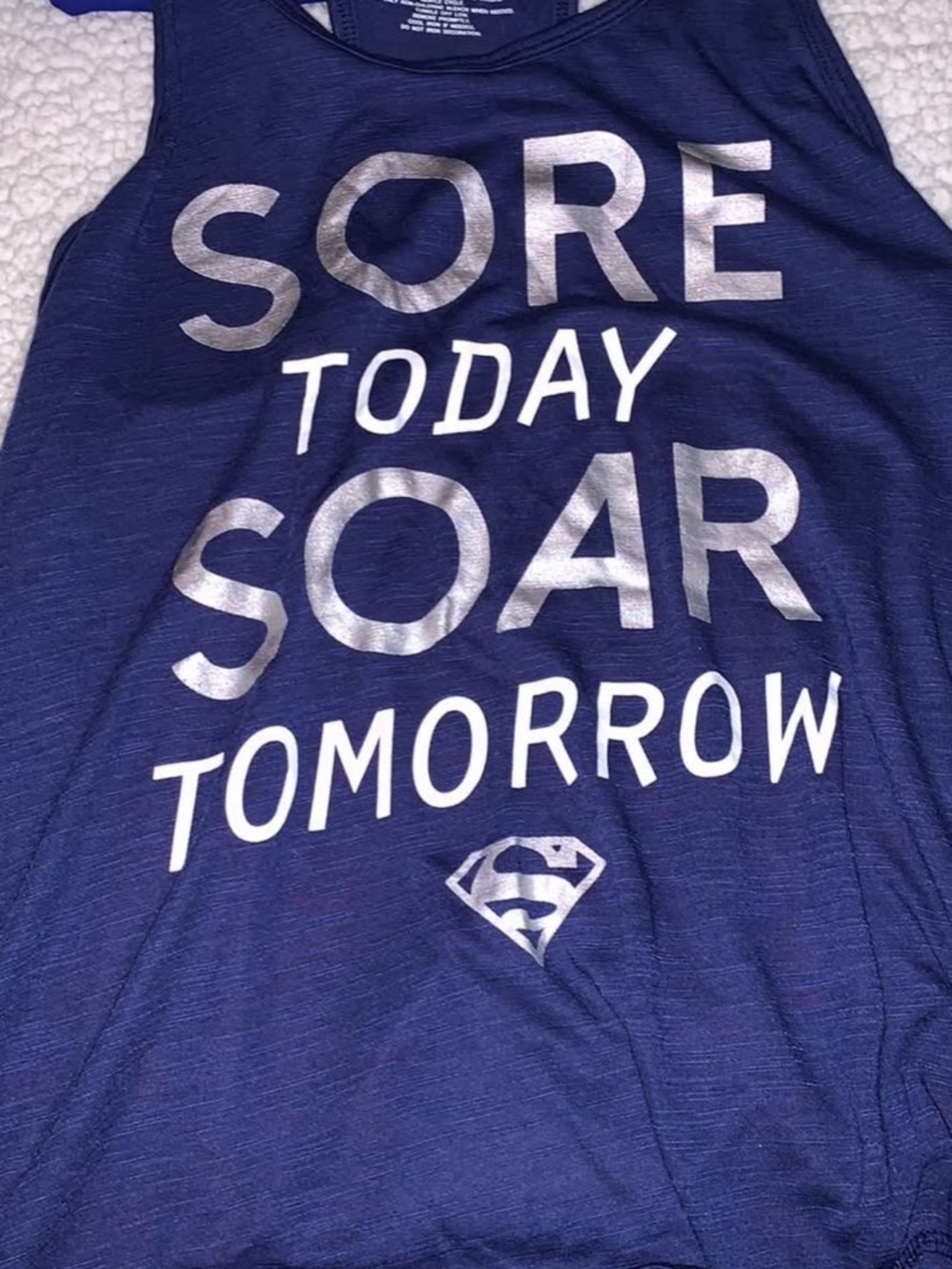 Graphic Tank Top - Navy with Silver/White Text